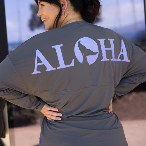 Aloha Whale Tail Long Sleeve UPF 50 Sunshirt